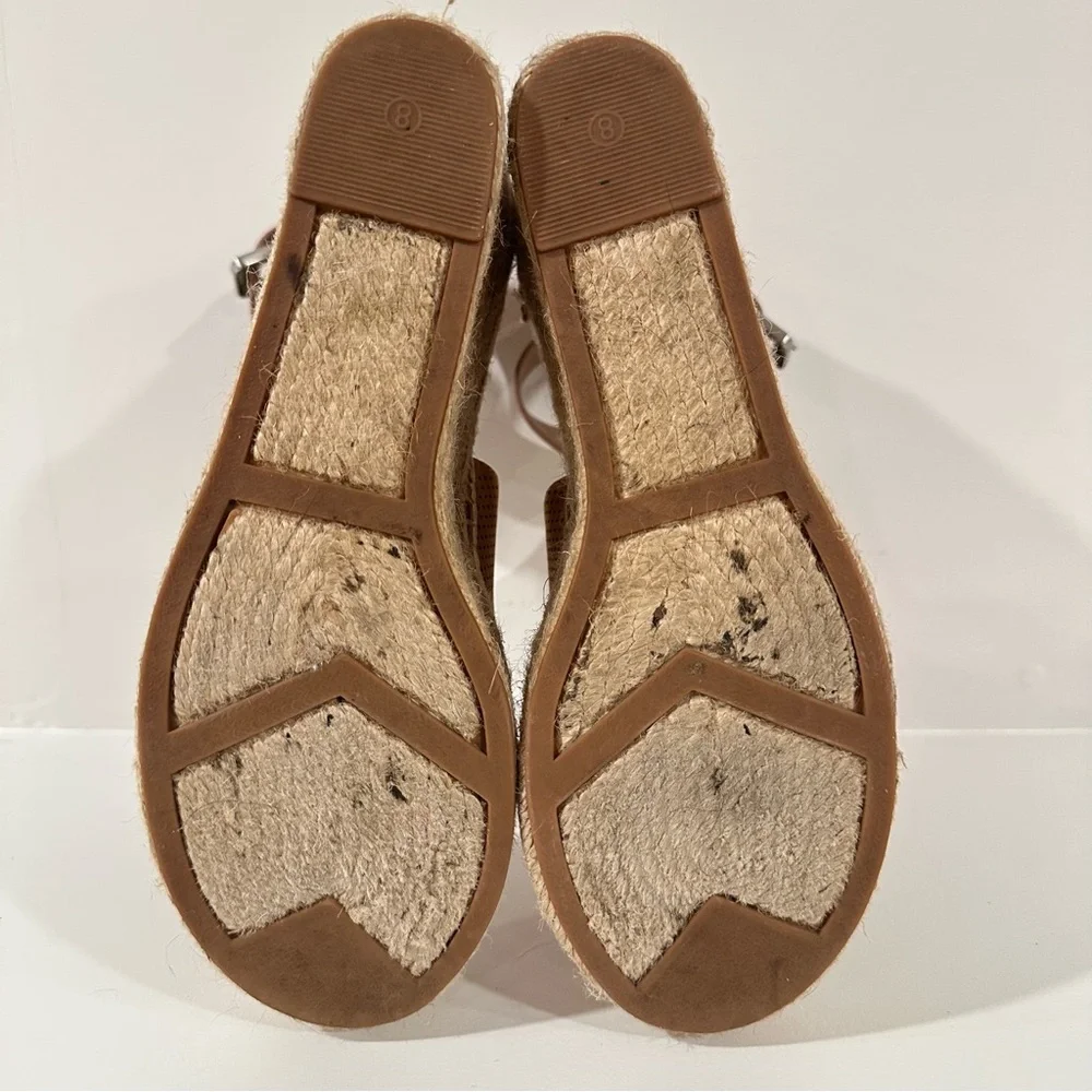 Marc Fisher Annie Perforated Wedge Platform Espadrille Blush Suede Size 8